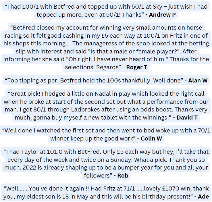 Ones to Watch Member Testimonials from Andrew P, Roger T, Alan W, David T, Colin W, Rob & Ade